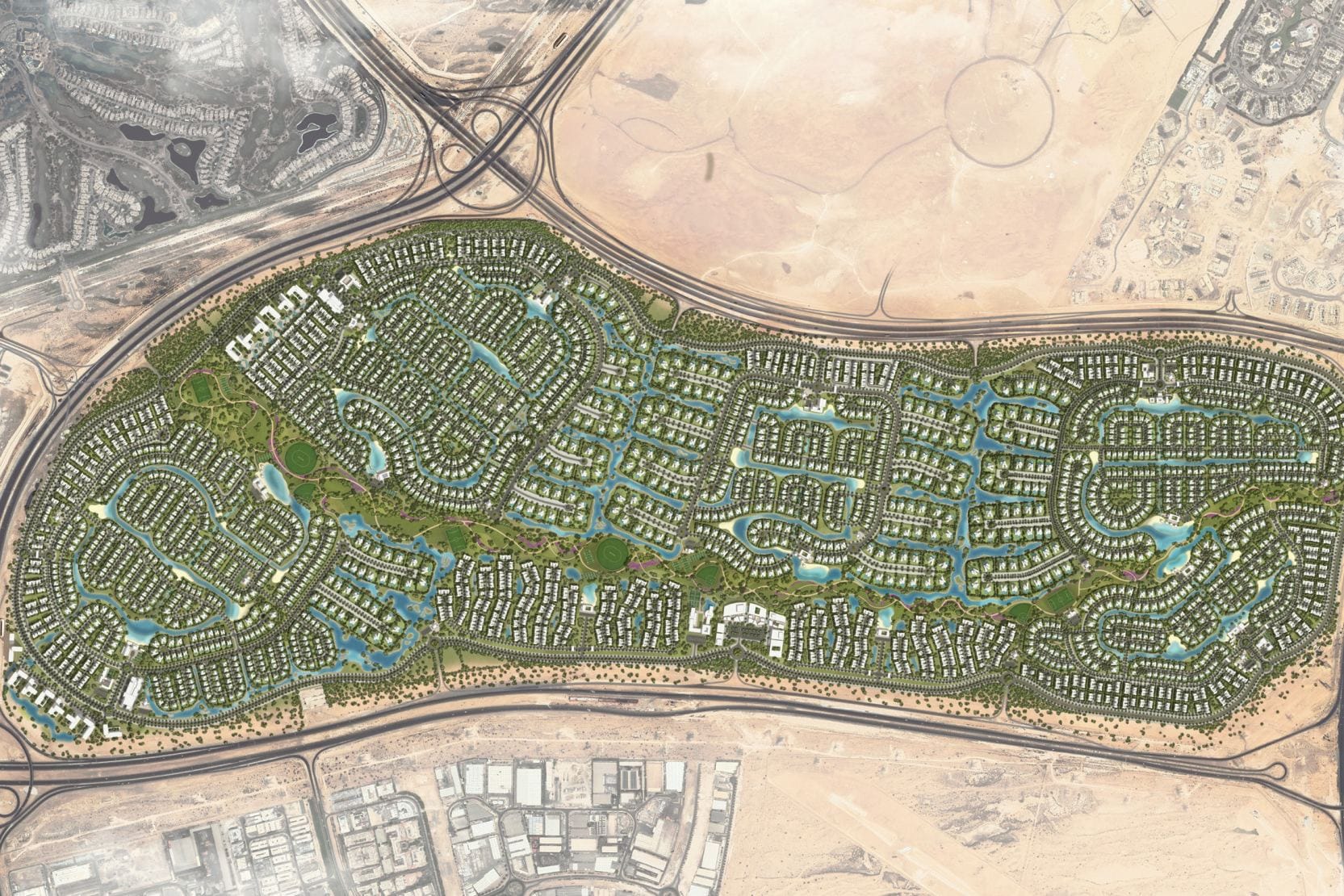 The Oasis waterway and promenade